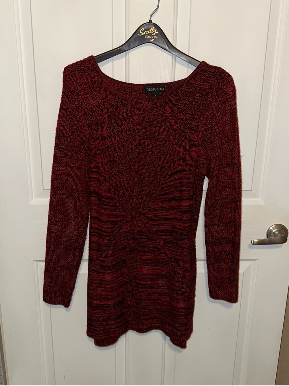 DESIGN365 Burgundy Long Sleeve Knit Dress